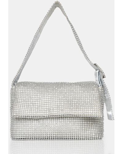 Public Desire The Luella Silver Diamante Bag - Grey