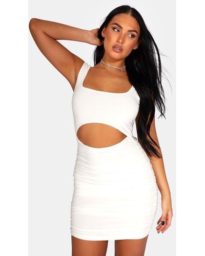 Public Desire Cut Out Slinky Ruched Mini Dress White