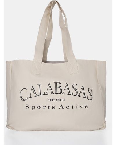 Public Desire The Calabasas Oversized Off White Canvas Tote Bag - Natural