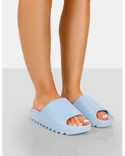 Public Desire Brady Baby Blue Rubber Flat Slider Sandals