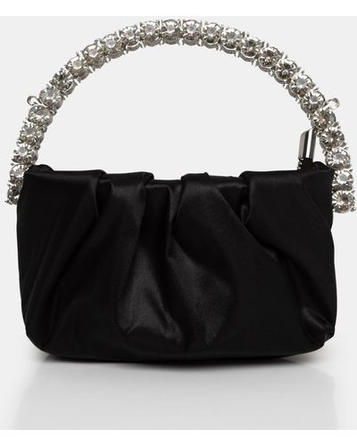 Public Desire The Aurora Black Pu Diamante Handle Mini Bag