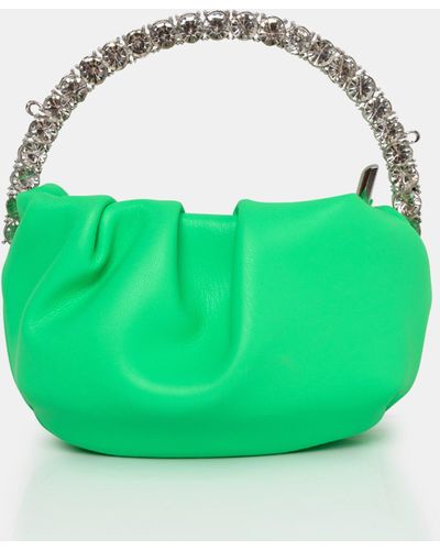 Public Desire The Aurora Lime Pu Diamante Handle Mini Bag - Green