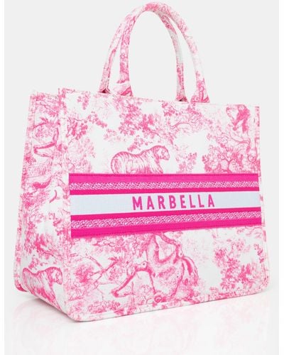 Public Desire The Marbella Hot Pink Oversized Canvas Tote Bag