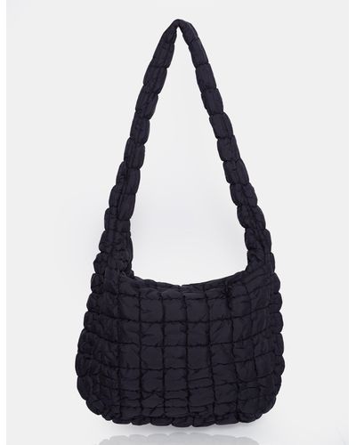 Public Desire Noe Black Quilted Tote Shoulder Bag - Blue