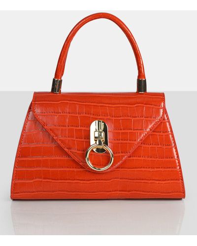Public Desire The Nia Orange Croc Pu Mini Handbag - Multicolour