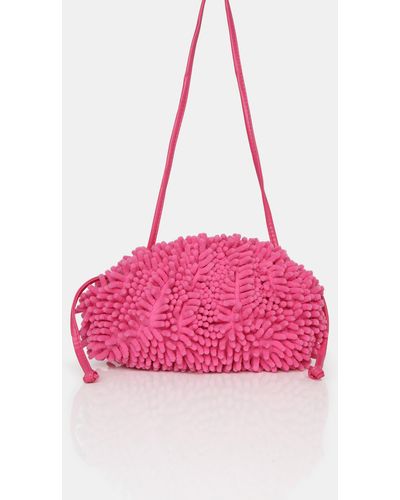 Public Desire The Ausha Pink Chenille Clutch Bag