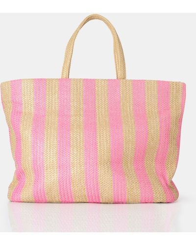 Public Desire The Nikki Pink Stripe Canvas Top Handle Tote Bag