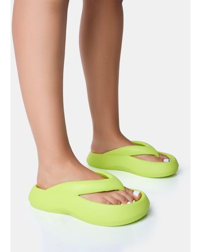 Public Desire Guilty Lime Chunky Toe Post Slider Sandals - Green