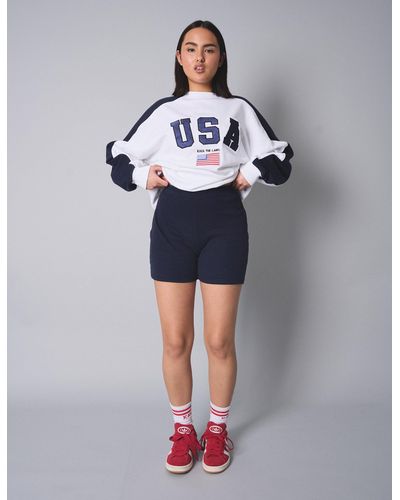 Public Desire Kaiia Ribbed Cycling Shorts Navy - Blue