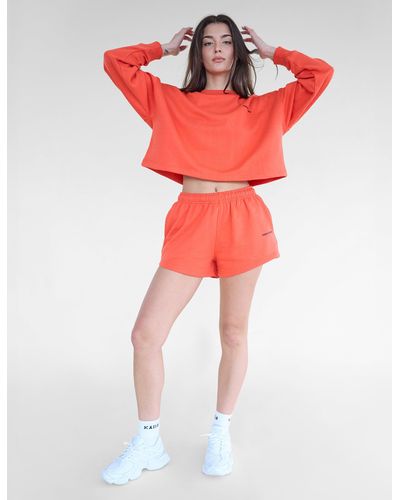 Public Desire Kaiia Studio Mini Sweat Shorts Orange - Red