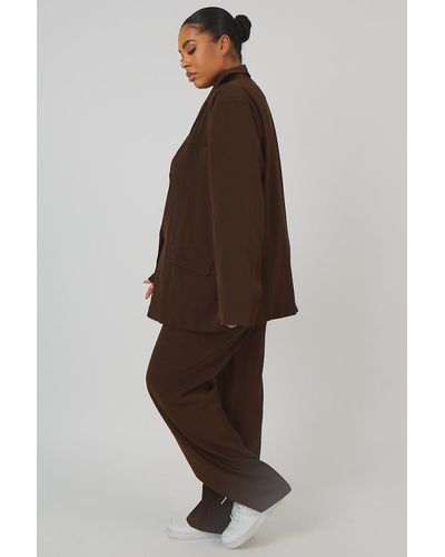 Public Desire Curve Dad Trousers Chocolate - Brown
