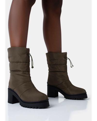 Public Desire Vine Khaki Nylon Padded Toggle Ankle Boots - Black