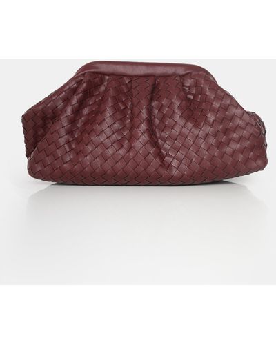 Public Desire The Project Burgundy Woven Pu Clutch Bags - Brown
