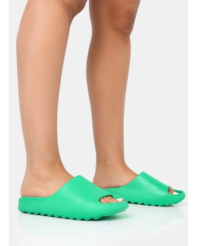Public Desire Brady Jade Green Rubber Flat Slider Sandals