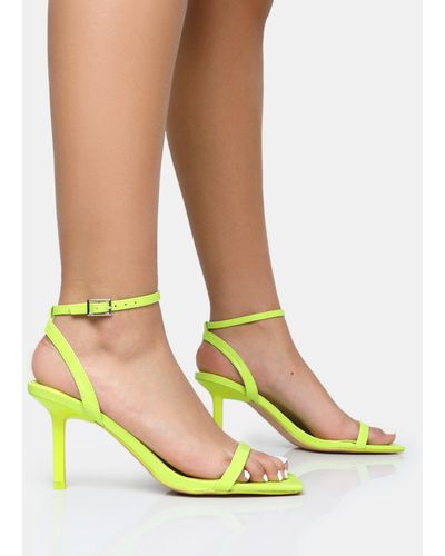Public Desire Yara Lime Pu Barely There Mid Stiletto Heels - Yellow