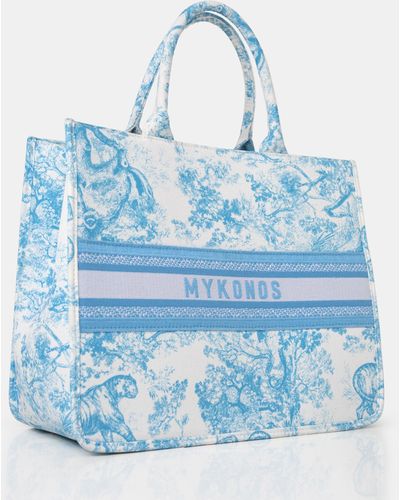 Public Desire The Mykonos Baby Blue Oversized Canvas Tote Bag