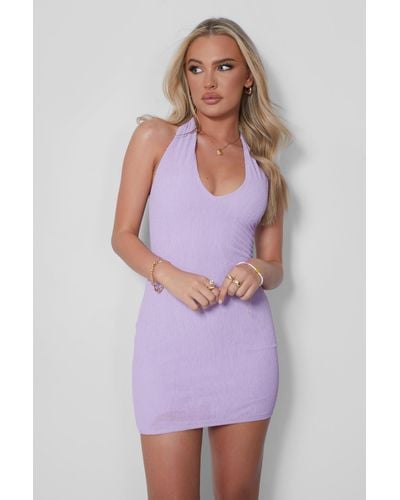 Public Desire Scrunch Halter Neck Mini Dress Lilac - Purple