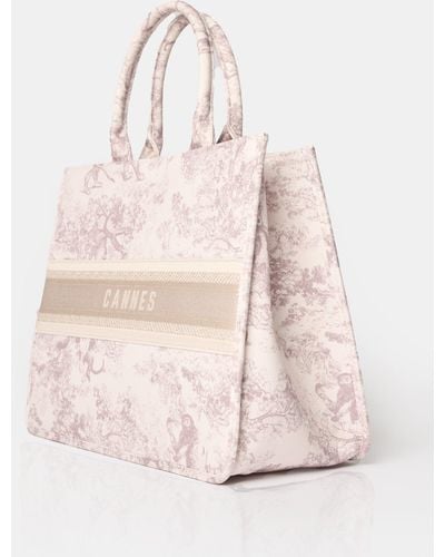 Public Desire The Cannes Stone Oversized Canvas Tote Bag - Pink