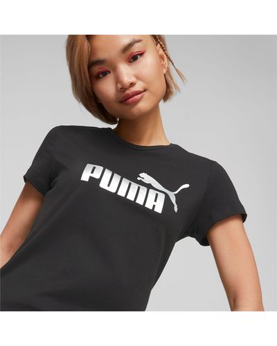PUMA Essentials+ Metallic Logo T-shirt 'voor - Zwart