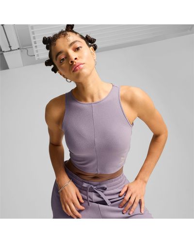 PUMA CLASSICS Geripptes Crop-Top - Lila