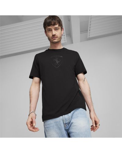 PUMA T-shirt Ton Sur Ton Avec Grand Écusson Scuderia Ferrari Motorsport - Noir