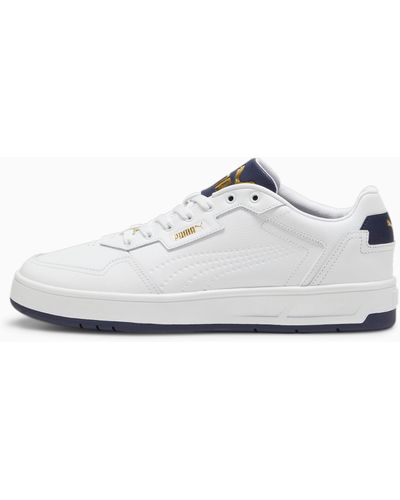 PUMA Erwachsene Court Classic Lux Sneakers 41White Navy Gold Blue - Weiß