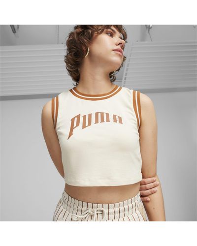 PUMA Team Graphic Crop Top - Natural