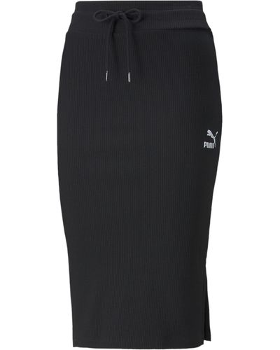 PUMA Ribbed Midi Skirt - Black
