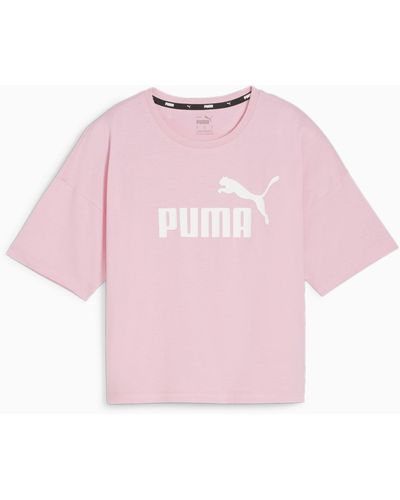 PUMA Essentials Logo Cropped T-Shirt - Blau