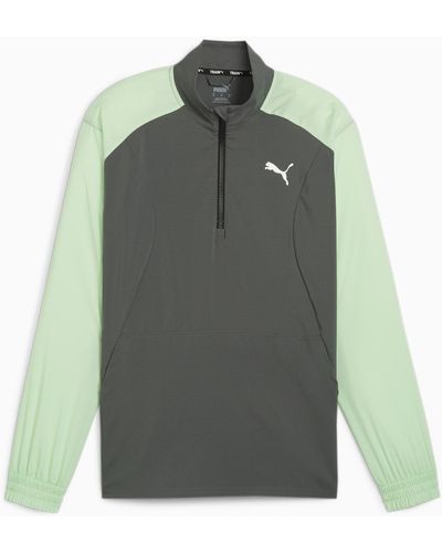 PUMA Fit Woven Quarter Zip Jumper Shirt - Green