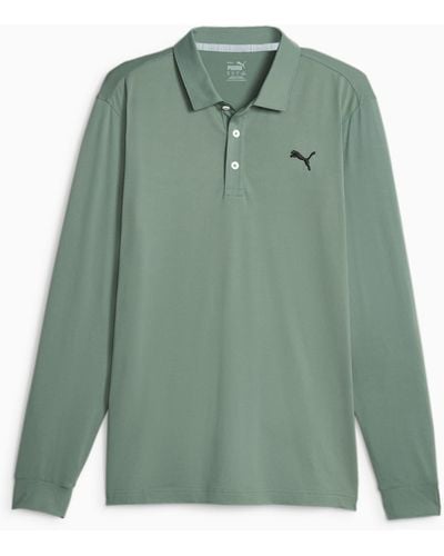 PUMA Cloudspun Long Sleeve Golf Polo Shirt - Green