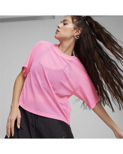PUMA Dare To Mesh T-shirt Voor - Roze