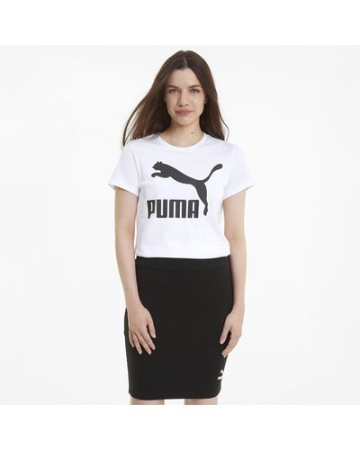 PUMA Womens Classics Logo Tee Tshirt - White