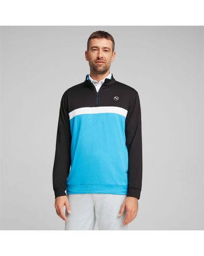 PUMA Pure Colourblock Golfshirt mit viertellangem Reißverschluss - Blau