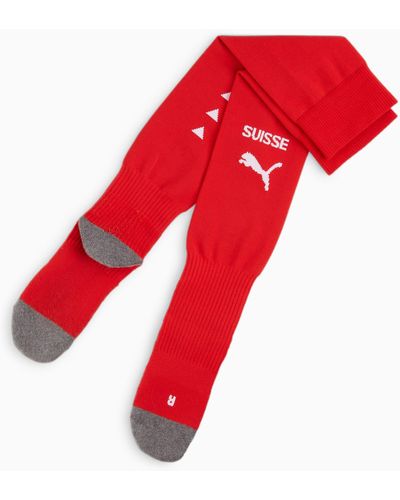 PUMA Calcetines de Fútbol con Logo de Suiza - Rojo