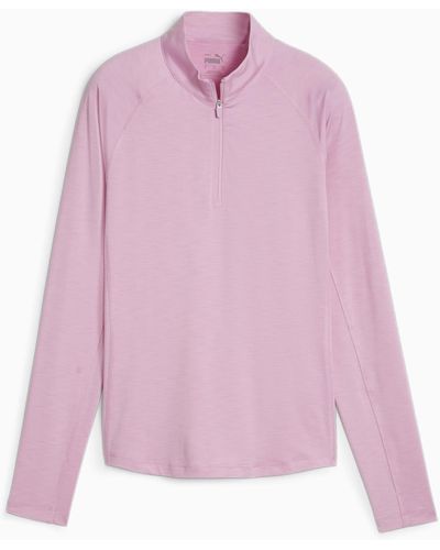 PUMA You-v Solid Golf 1/4 Zip Pullover Top - Pink