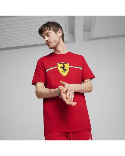 PUMA Scuderia Ferrari Race Big Shield Motorsport Erfgoed-t-shirt - Rood