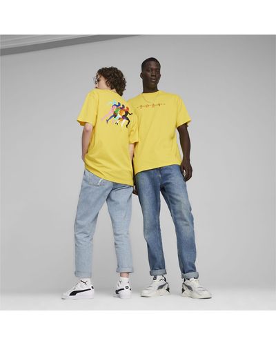 PUMA LOVE MARATHON Grafik-T-Shirt - Gelb