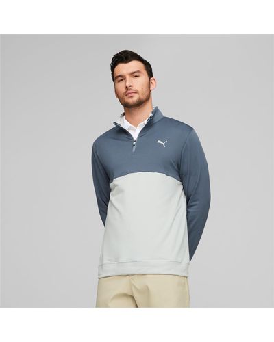 PUMA Gamer Colourblock Quarter-zip Golf Pullover Top - Blue