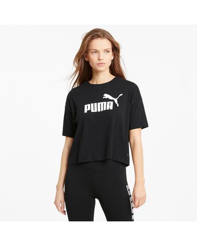 PUMA Essentials Logo Cropped T-Shirt - Schwarz