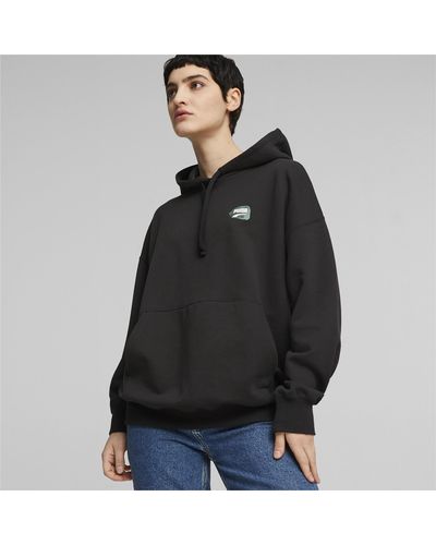 PUMA Downtown Oversized Graphic Hoodie - Black