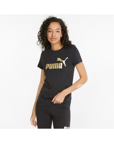 PUMA T-Shirt Essentials+ Metallic Logo Donna - Nero