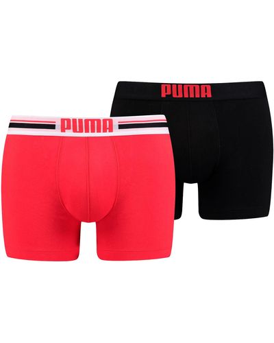 PUMA Placed Logo Short Boxershorts 2er Pack Für - Rot