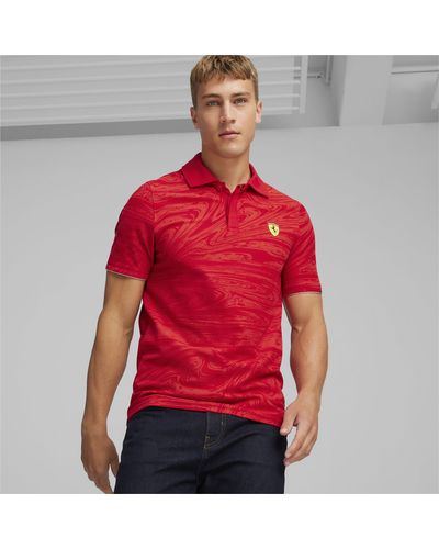 PUMA Scuderia Ferrari Race Motorsport Poloshirt mit Grafik - Rot