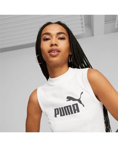 PUMA Essentials+ Slim Logo Tank-Top - Weiß