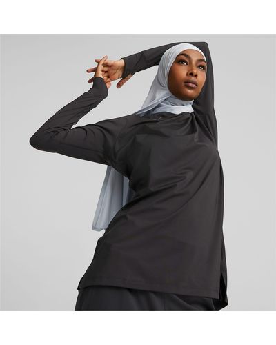 PUMA Modest Activewear Trainings-t-shirt Met Lange Mouwen - Zwart