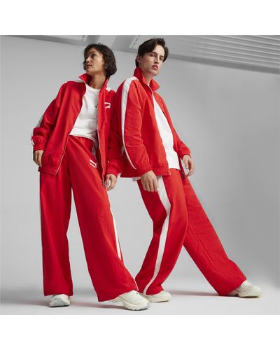 PUMA Pantalones de Chándal Extragrandes T7 Unisex - Rojo