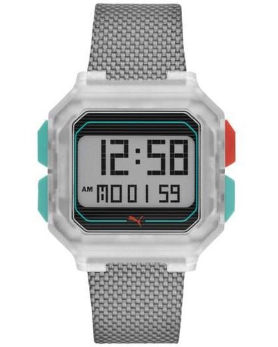 PUMA Remix Nylon Digital Watch - Metallic