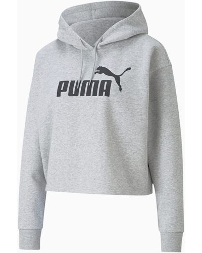 PUMA Essentials+ Cropped Logo Hoodie - Grau