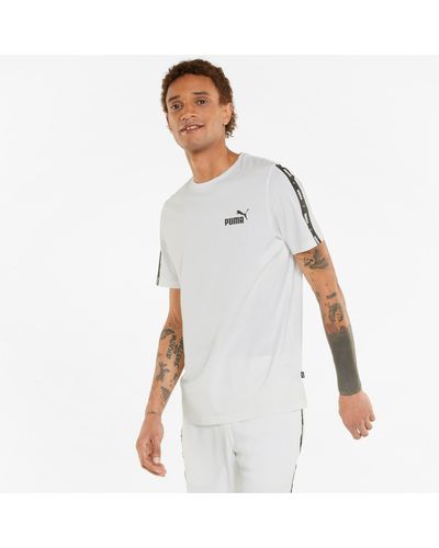 PUMA Essentials + -T-Shirt mit Logo-Tape - Weiß